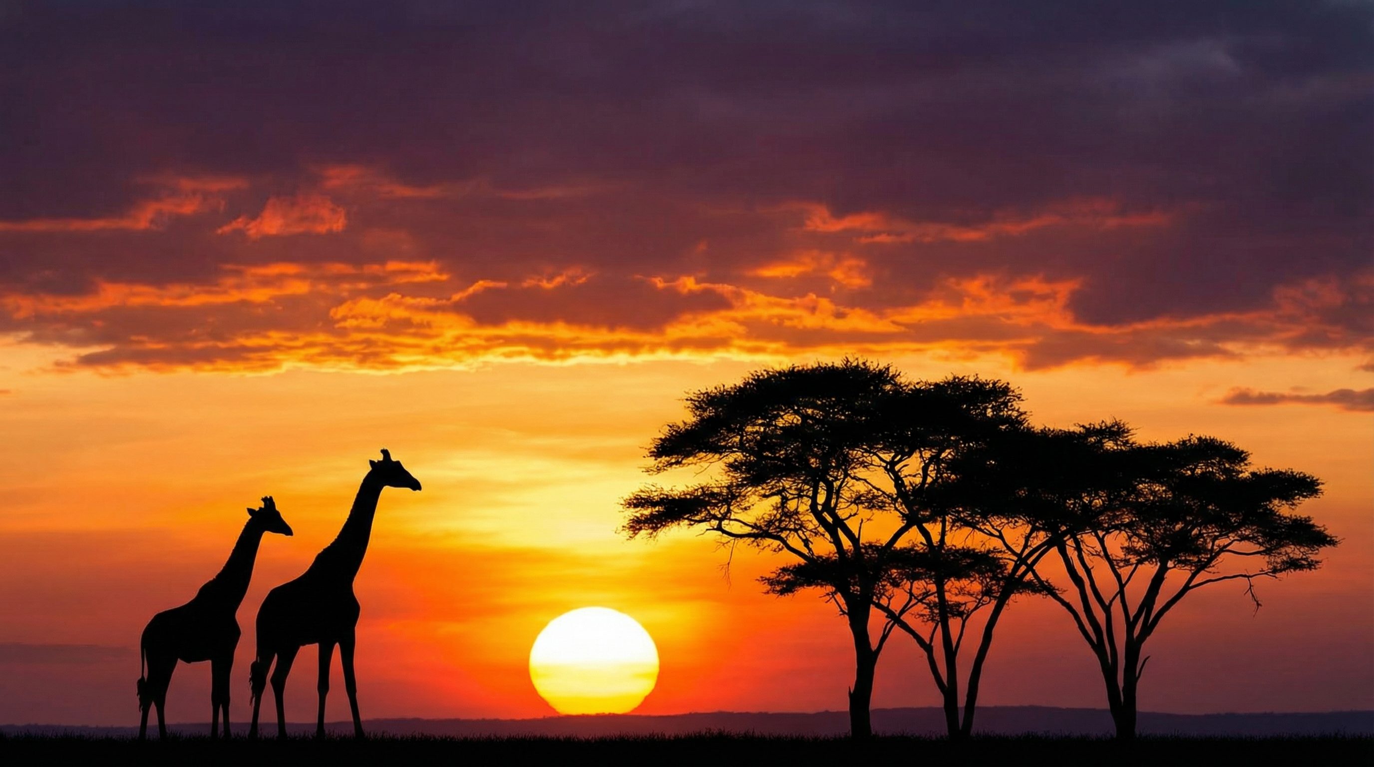 户外露出短视频：长颈鹿日落剪影