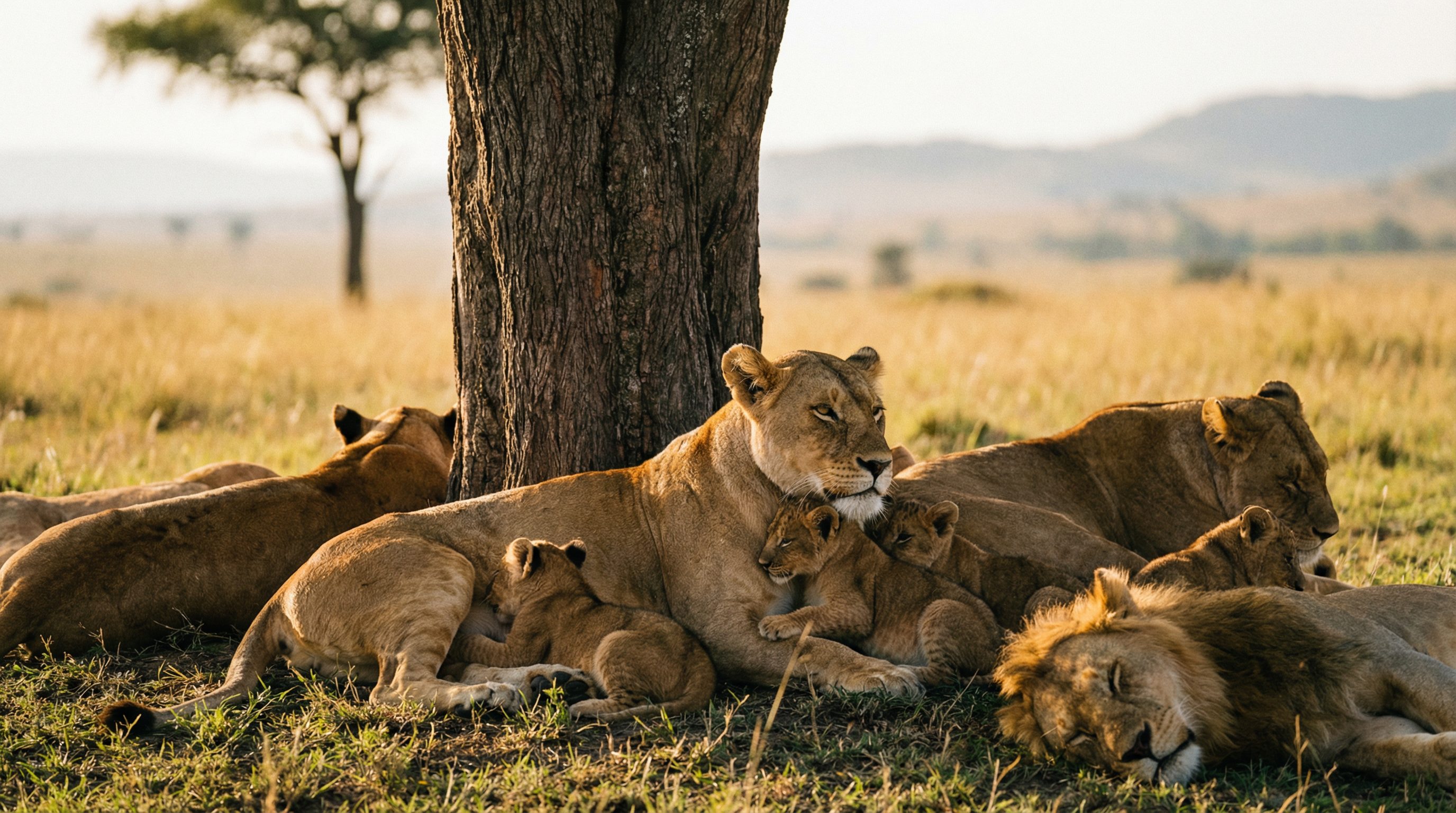 户外露出视频：非洲狮群日常生活纪录片