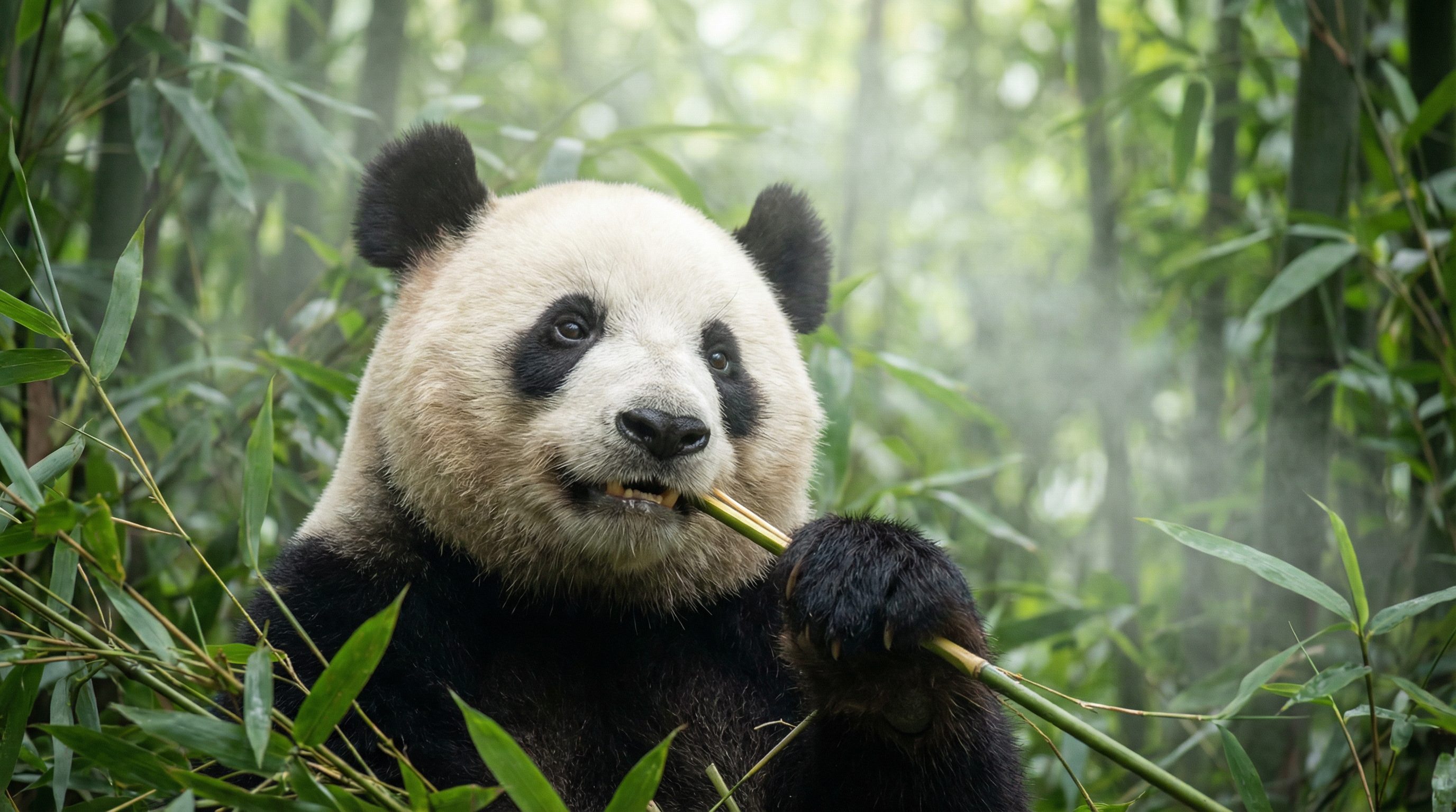 户外露出视频：大熊猫吃竹子视频教程