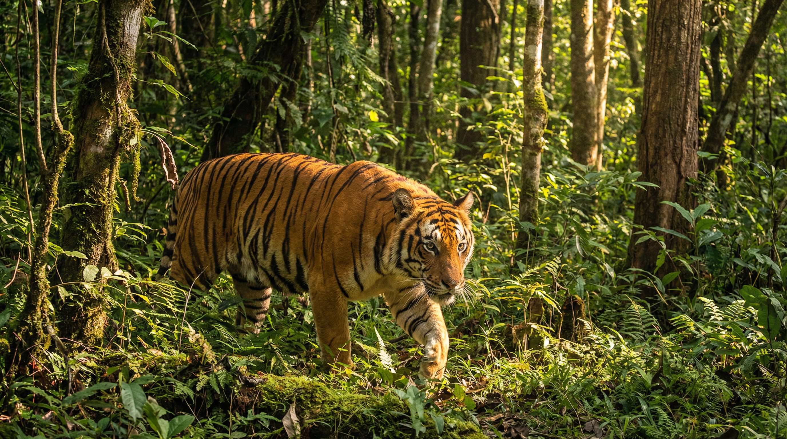 户外露出视频：孟加拉虎丛林巡视视频